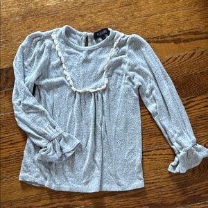 Roolee Heather Gray Sweater with Cream Trim